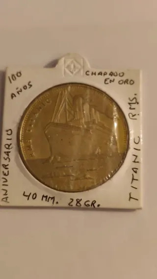 Medalla Titanic 100 Años Chapado en Oro