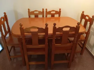 Mesa comedor extensible + 6 sillas madera
