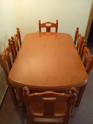 Mesa comedor extensible + 6 sillas madera