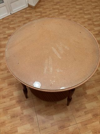 Mesa redonda madera y cristal