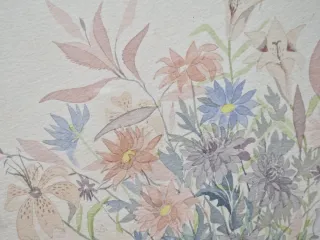 Acquerello fiori anni 80