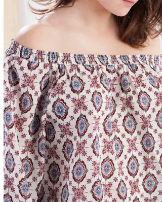 Camisa print boho Stradivarius t. S