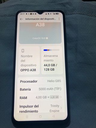 OPPO A38  128 GB. En su caja original y la fra.