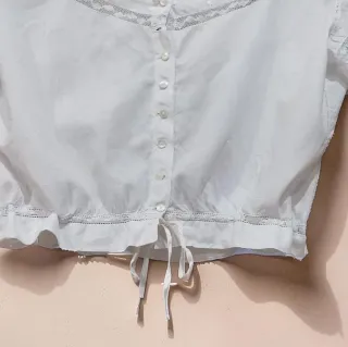 Blusa eduardina antigua blanca de algodón fino