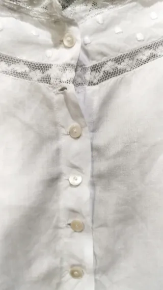 Blusa eduardina antigua blanca de algodón fino