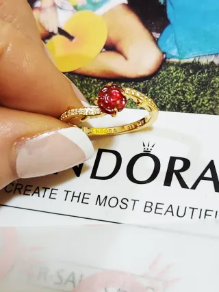 Anillo Rosa Encantada Bella y Bestia Disney. T/56