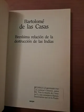 Brevisima relación de la destrucción de las indias