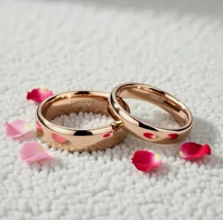 Alianzas de Tungsteno Oro Rosa – Elegantes