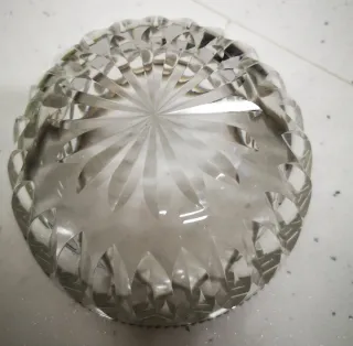 Cuenco cristal tallado filo plata antiguo