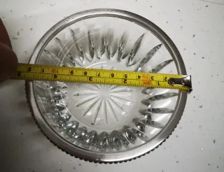 Cuenco cristal tallado filo plata antiguo