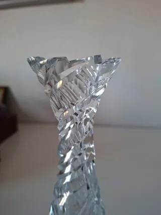 ANTIGUO JARRÓN CRISTAL DE BOHEMIA BASE DE PLATA