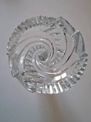 ANTIGUO JARRÓN CRISTAL DE BOHEMIA BASE DE PLATA