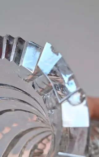 ANTIGUO JARRÓN CRISTAL DE BOHEMIA BASE DE PLATA