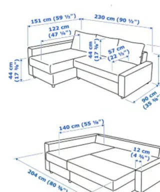 FRIHETEN Sofá cama con chaiselongue GRIS