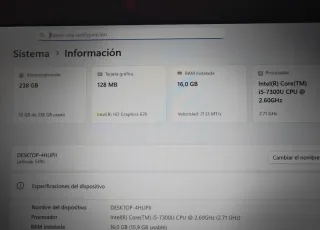 Portatil profesional Dell-i5-16Gb RAM-FullHD-m2