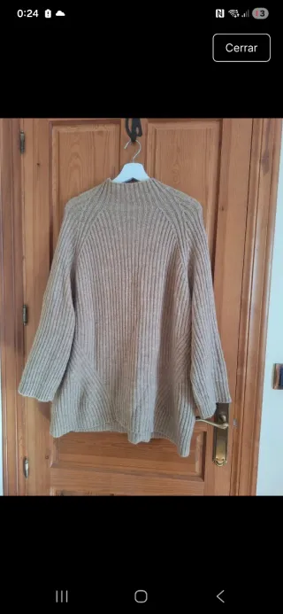 Vestido-jersey oversize beige