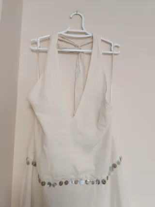 Vestido midi halter abalorios