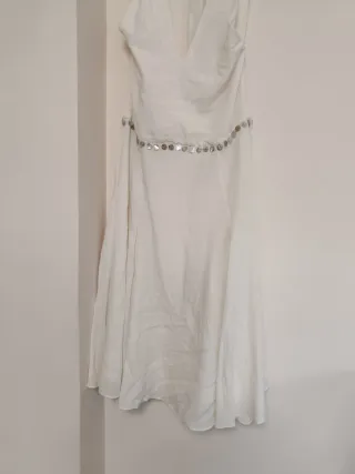 Vestido midi halter abalorios