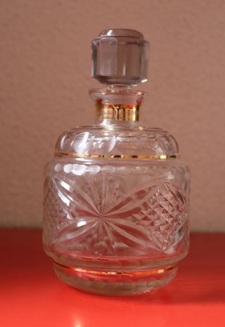 2 Antiguos objetos tocador cristal dorado