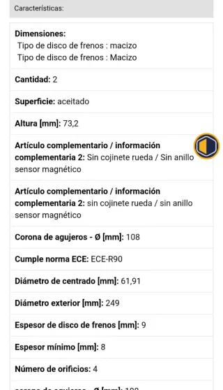 Set de discos de freno traseros marca Bosch