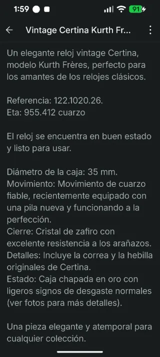 Certina kurth frères dresswatch