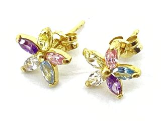pendientes oro 18k con piedra con circonita