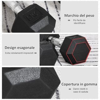 Set De 2 Mancuernas De 4/5/6/10 Kg Hexagonales, Pareja De Pesas Para Gimnasio Con Agarre Antideslizante Y Recubrimiento De Goma, Negro