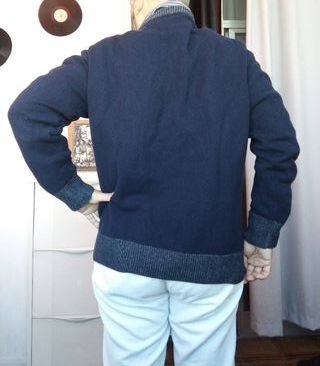 Maglione Uomo Vintage" Re del mare "in lana blu L