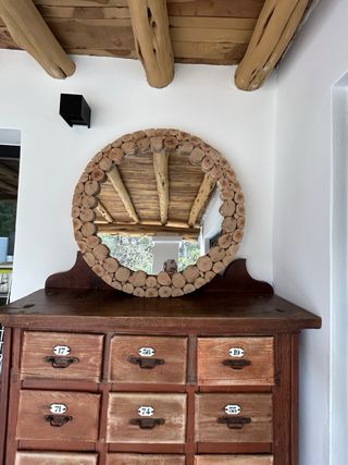 Espejo marco rodajas de madera