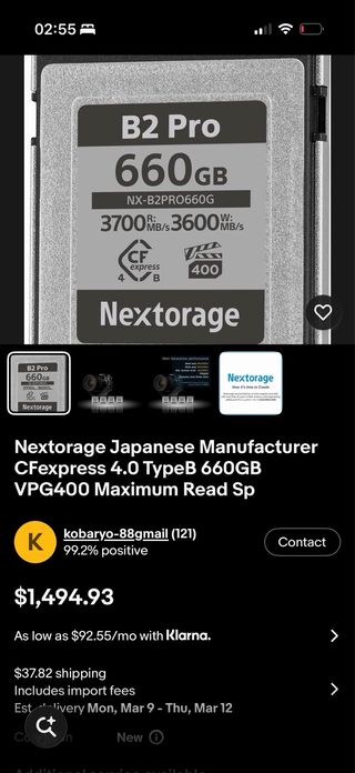 Nextorage CF-Express 660 GB (DIFÍCIL DE ENCONTRAR)