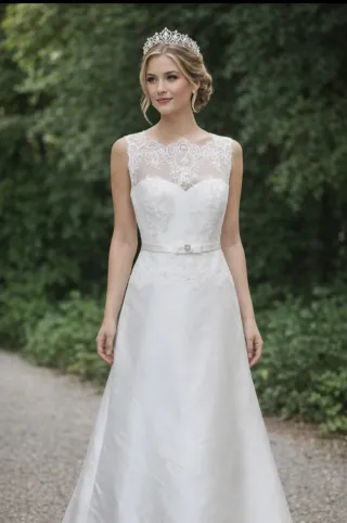 Vestido de Novia Exposición con cola, desmontable