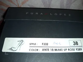 Zapatos Pura Lopez Talla 38 Rosa y Dorado