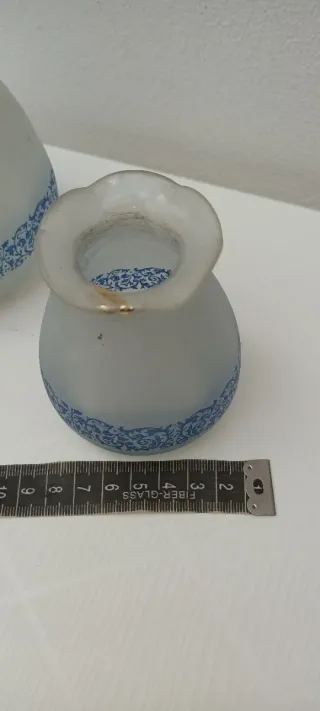 Set 3 Vasi Vetro Scavo Blu e Bianco