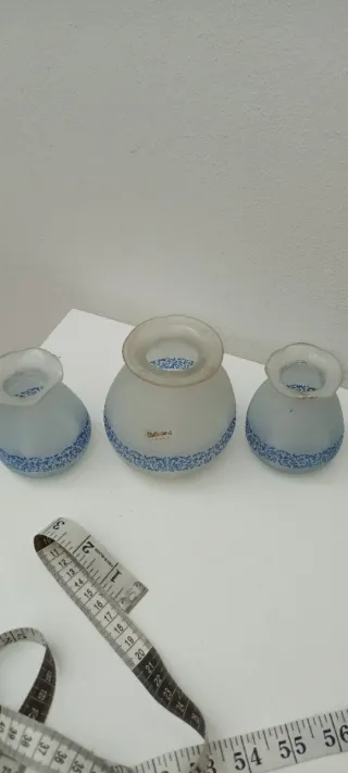 Set 3 Vasi Vetro Scavo Blu e Bianco