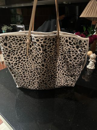 Bolso de playa con estampado de leopardo