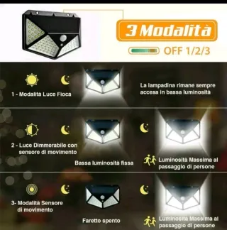 6x Faretti Solari LED 100 con Sensore Movimento