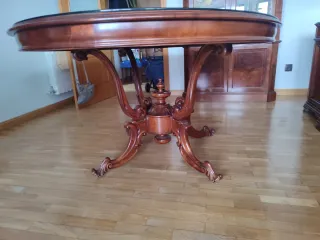 Mesa de salón vintage madera y cristal