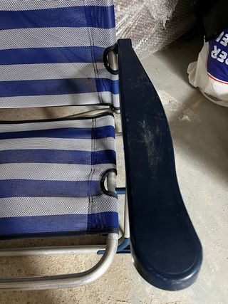 Silla de Playa Plegable Rayas Azul y Gris