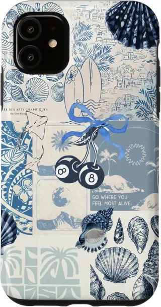 Funda Carcasa para iPhone 11 Collage de verano Beachy Bl
