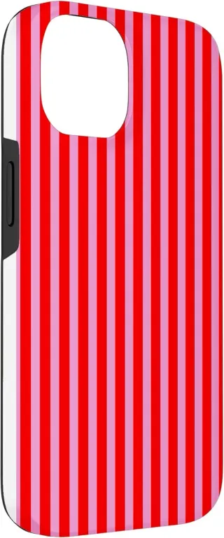 Funda Carcasa para iPhone 14 Bonito patrón de rayas roja