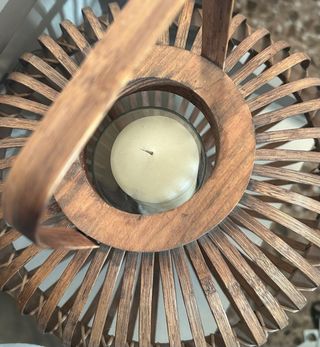 Farolillo de bambú con vela