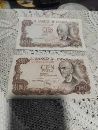 2 Billetes 100 Pesetas Banco de España 1970