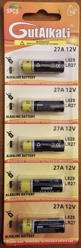 Pilas alcalinas 27 A - 12 V, 1O Unidades .L828 / LR27
