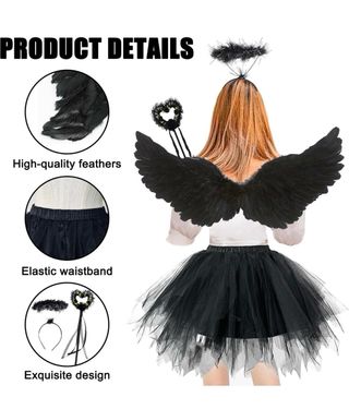 Disfraz Ángel Negro Alas y Aureola