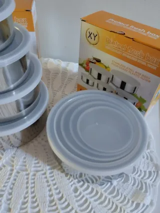 Set 10 Contenitori Acciaio Inox Coperchio Traspare