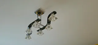 Lámpara de salón moderna negra y cristal luz led.