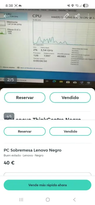 PC Sobremesa Lenovo Negro