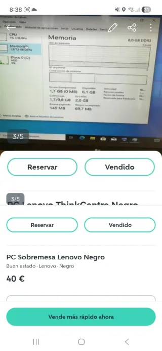 PC Sobremesa Lenovo Negro