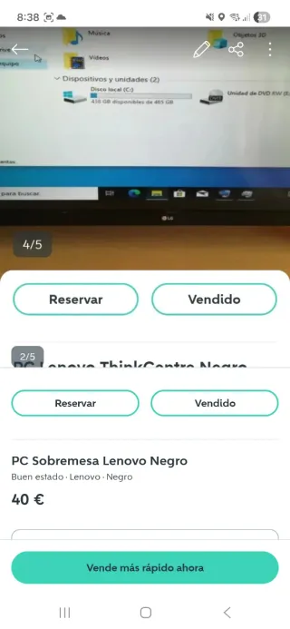 PC Sobremesa Lenovo Negro
