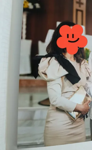 Vestido midi beige y negro talla S